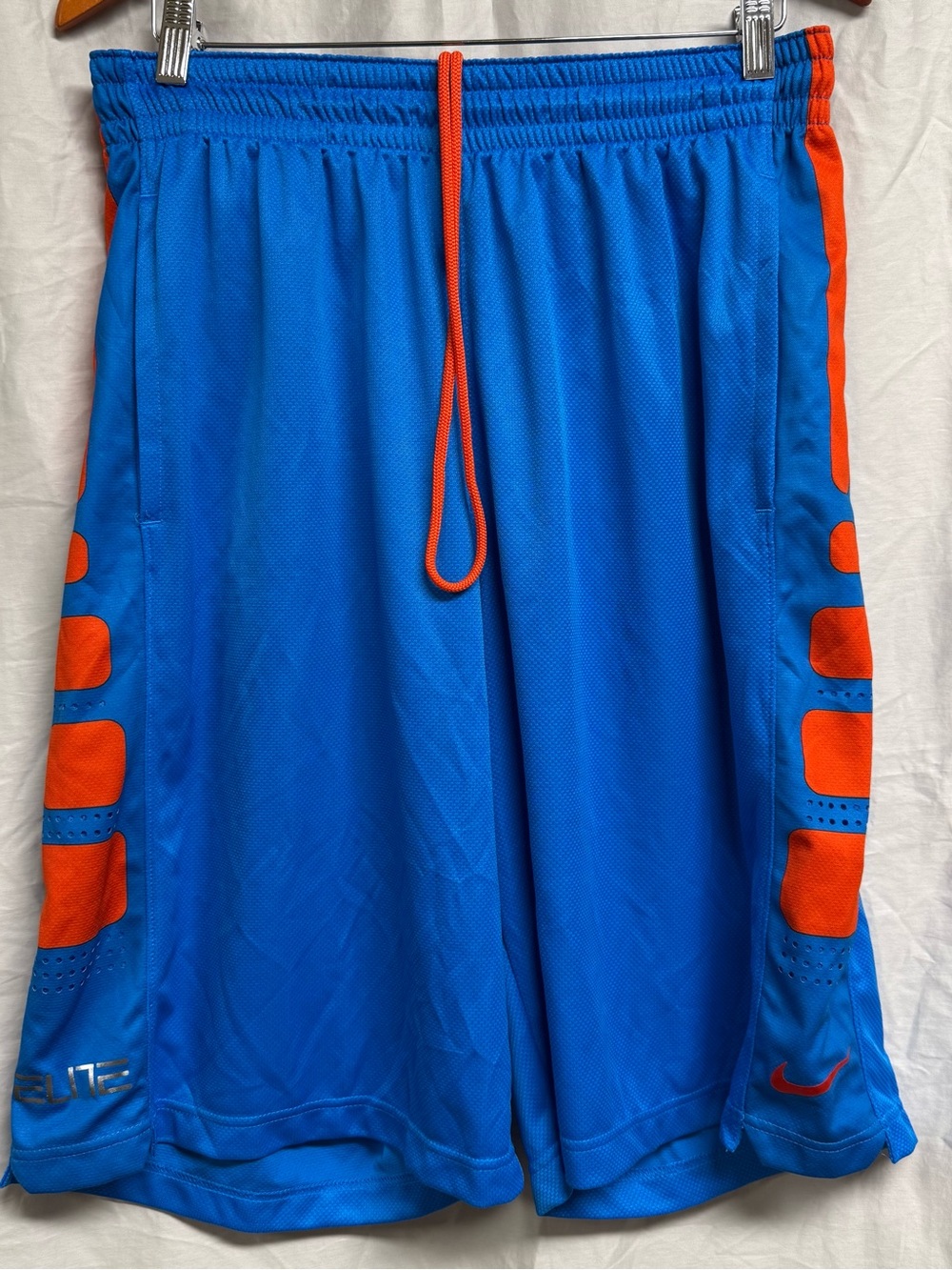 Nike ELITE Blue Dri-FIT Athletic Shorts with Orange Drawstring